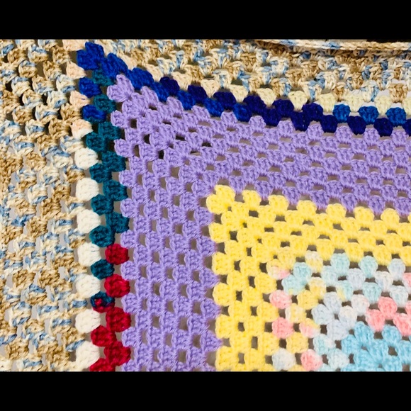 Handmade crochet multi coloured 32x32” blanket - Picture 4 of 4